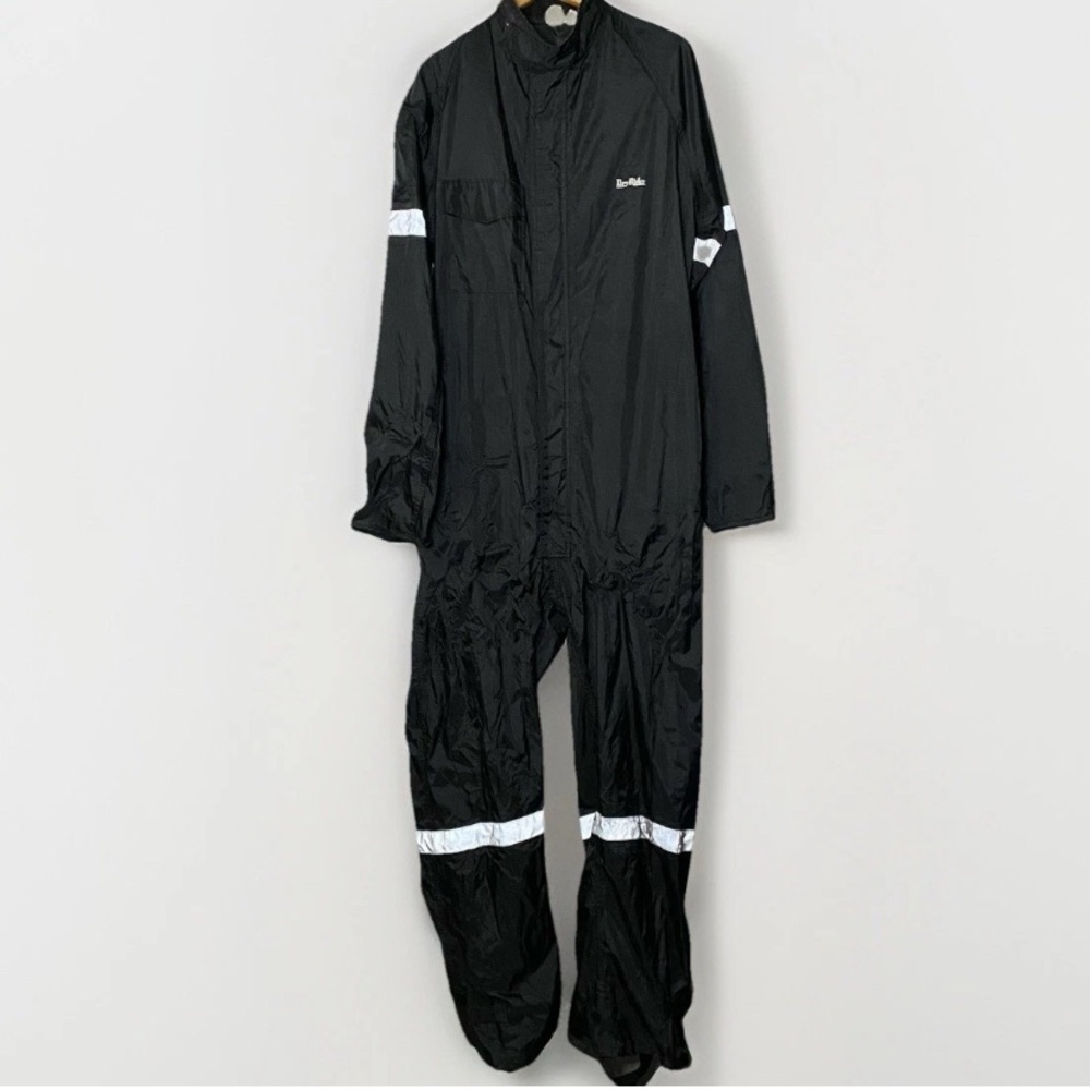 Motorcycle Rain Wet Weather Jumpsuit‎ XL Full Body Waterproof Reflective Strips